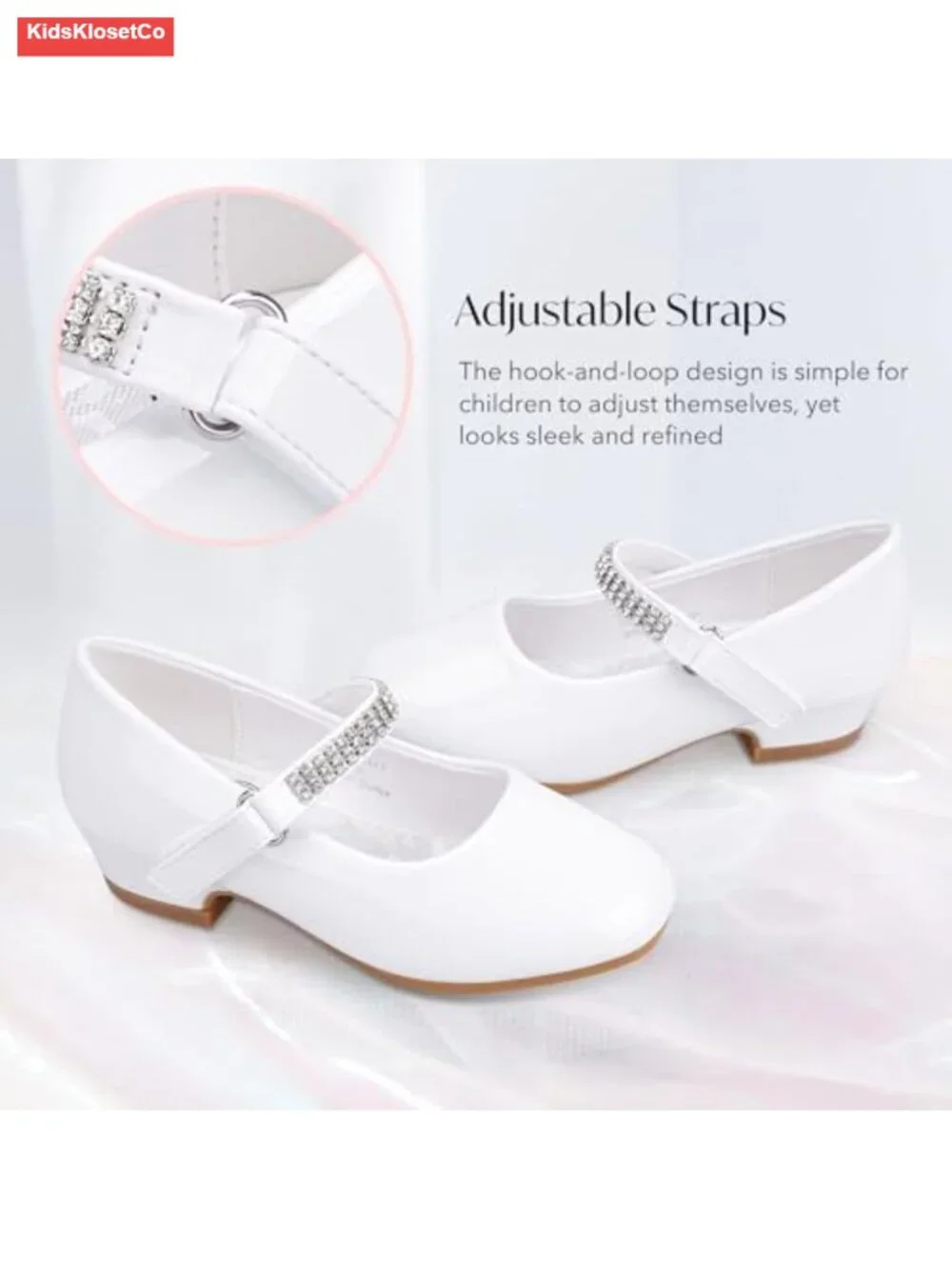 Mary Jane Dress Shoes Low Heel Glitter Patent Bow Party Wedding Flower Girl